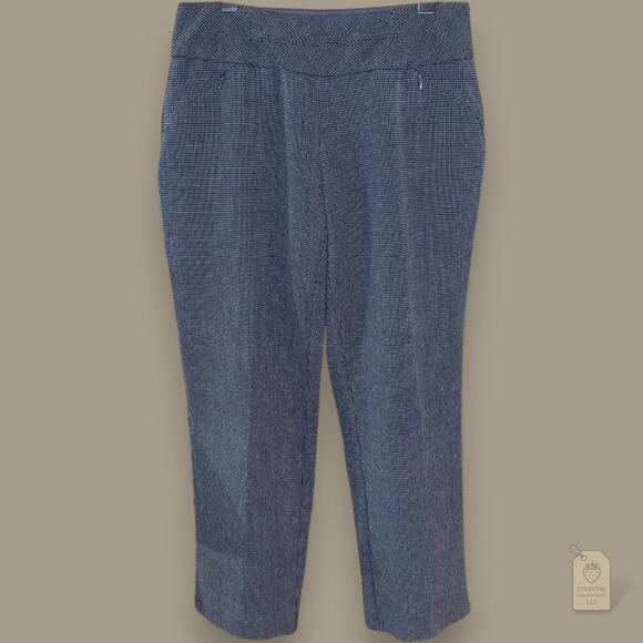 Investments Petites 4P Blue White Microdot Stretch Ankle Pants Work Career - Picture 1 of 5